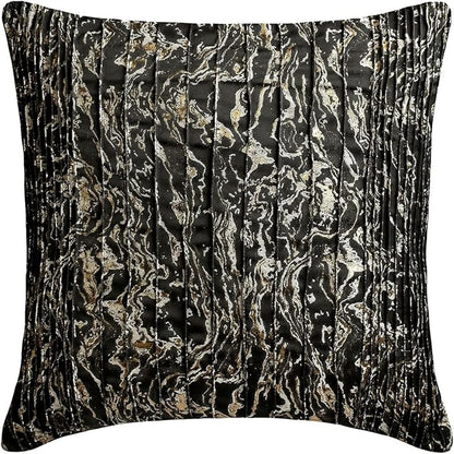 The HomeCentric King/Queen/Twin Black Decorative Bed Runner Twin 53"x18" Bed Runner Without Pillow Cover, Marble Pattern, Pintucks, Quilted Bed Scarf on Jacquard Fabric - Stellaris