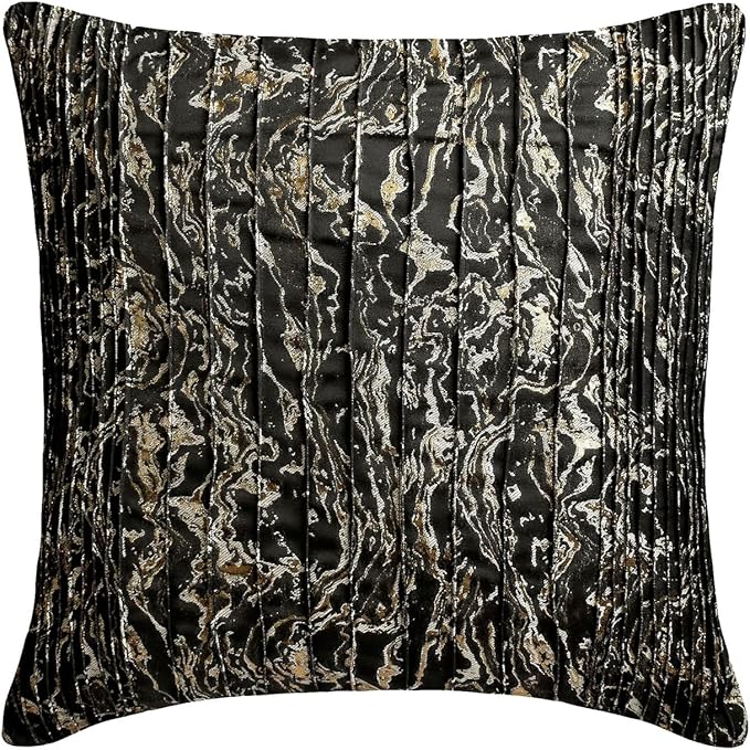 The HomeCentric King/Queen/Twin Black Decorative Bed Runner Full 68"x18" Bed Runner with One Pillow Cover, Marble Pattern, Pintucks, Quilted Bed Scarf on Jacquard Fabric - Stellaris