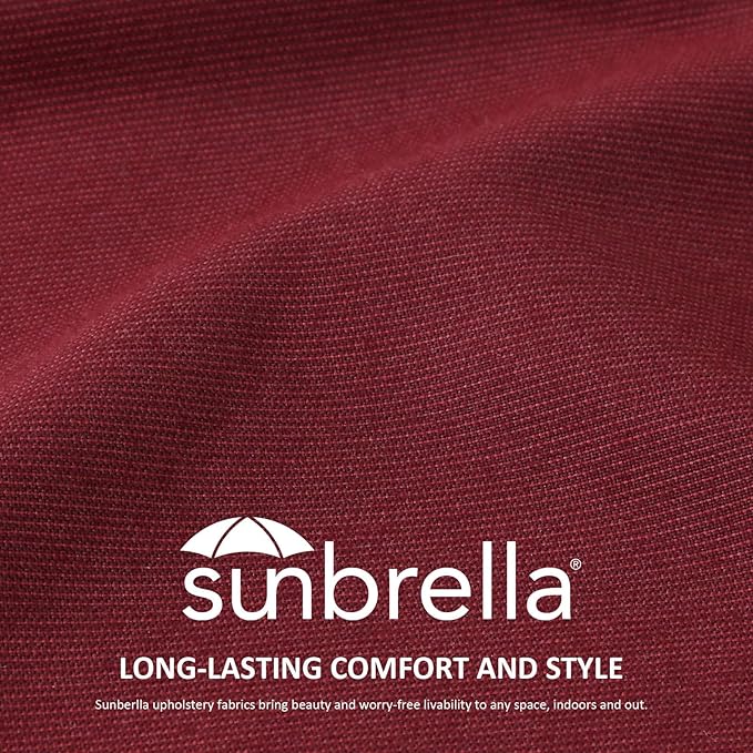 Sunbrella Outdoor High Back Chair Cushion Seat Pads, 44 x 21 Inch Water-Repellent & Fade-Resistant Patio Furniture Cushions with Ties for Adirondack, Rocking Chairs, Spectrum Ruby