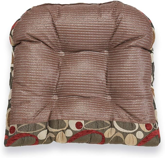 Klear Vu Gripper Overstuffed Universal Non-Slip Dining Chair Cushions for Kitchen Decor or Office Use, U-Shaped Skid-Proof Seat Pad, 17x17 Inches, 2 Count (Pack of 1), Ovation Multi