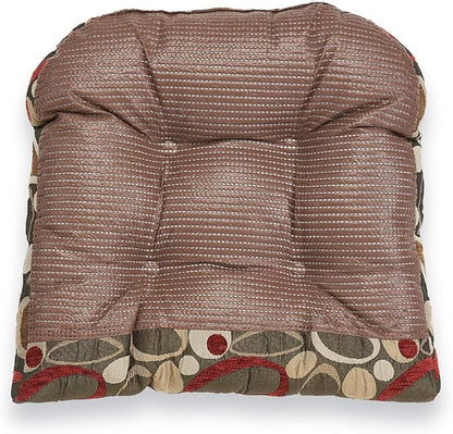 Klear Vu Gripper Overstuffed Universal Non-Slip Dining Chair Cushions for Kitchen Decor or Office Use, U-Shaped Skid-Proof Seat Pad, 17x17 Inches, 2 Count (Pack of 1), Ovation Multi