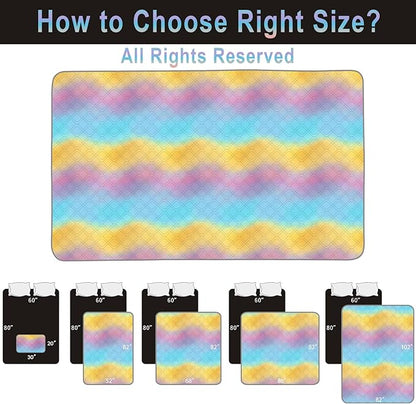 100% Waterproof Dog Bed Cover 120x82 inch Reversible Changing Pad Reusable Camping Mat for Kids/Pet/Dog/Cat Washable Geometric Embroidery Blanket Patchwork Rainbow Ombre Printed+Gray