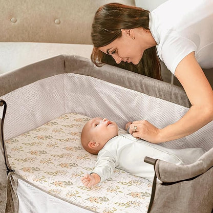 lulumoon Baby Bassinet Sheets Muslin: Cotton Bedside Bassinet Sheets Floral for Girls - Fitted for Bedside Sleeper Mattress