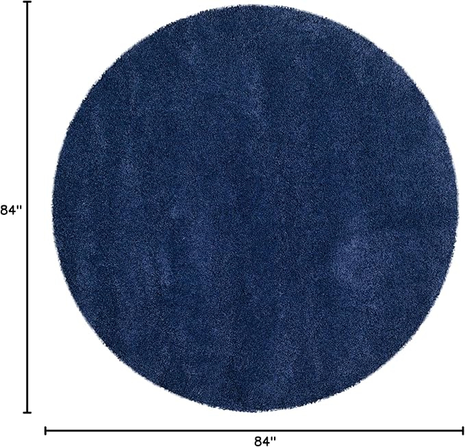 SAFAVIEH Milan Shag Collection 7' Round Navy SG180 Solid Non-Shedding Living Room Bedroom Dining Room Entryway Plush 2-inch Thick Area Rug