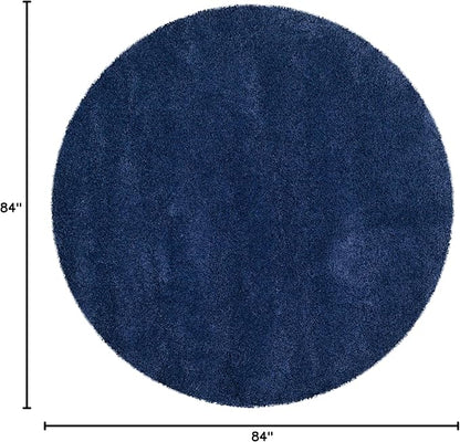 SAFAVIEH Milan Shag Collection 7' Round Navy SG180 Solid Non-Shedding Living Room Bedroom Dining Room Entryway Plush 2-inch Thick Area Rug