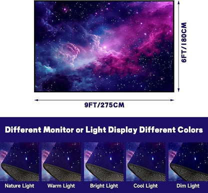 6' x 9' Purple Galaxy Rug Space Rugs Colorful Throw Rug Non-Slip Sun and Cloud Carpet Doormats for Living Room Bedroom Apartment Dorm Floor Mat