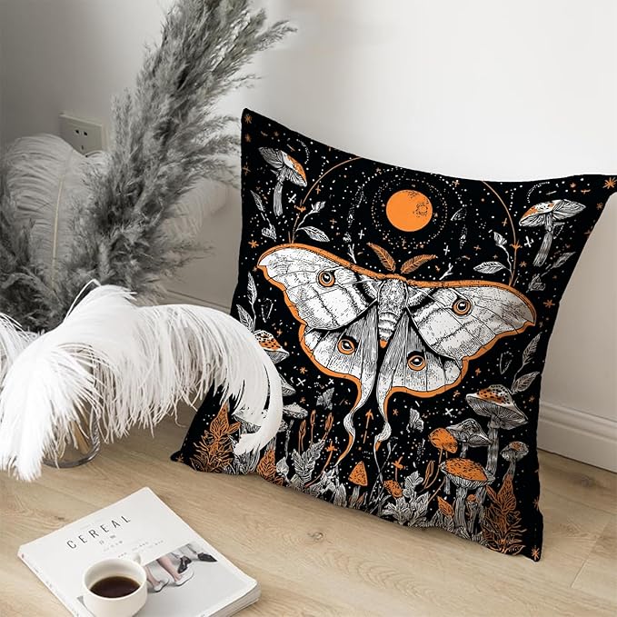 Vintage Floral Throw Pillow Covers, Vintage Flower Pattern Double Sided Cushion Cover, Indoor and Outdoor Home Art Decor Pillowcase for Sofa or Bedroom Decor 18x18inches (White Butterfly, 18x18inches)
