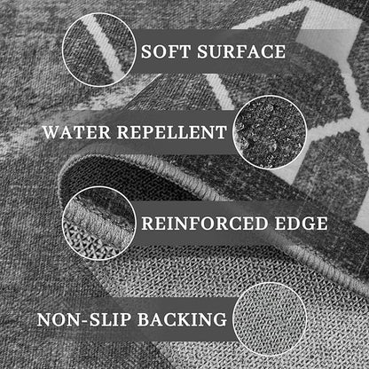 5x7 Area Rugs for Living Room, Machine Washable Rugs, Non-Slip Low Pile Indoor Floor Rugs, Large Modern Carpet for Bedroom Entryway Classroom Playroom Dining Room Home Decor, Dark Grey