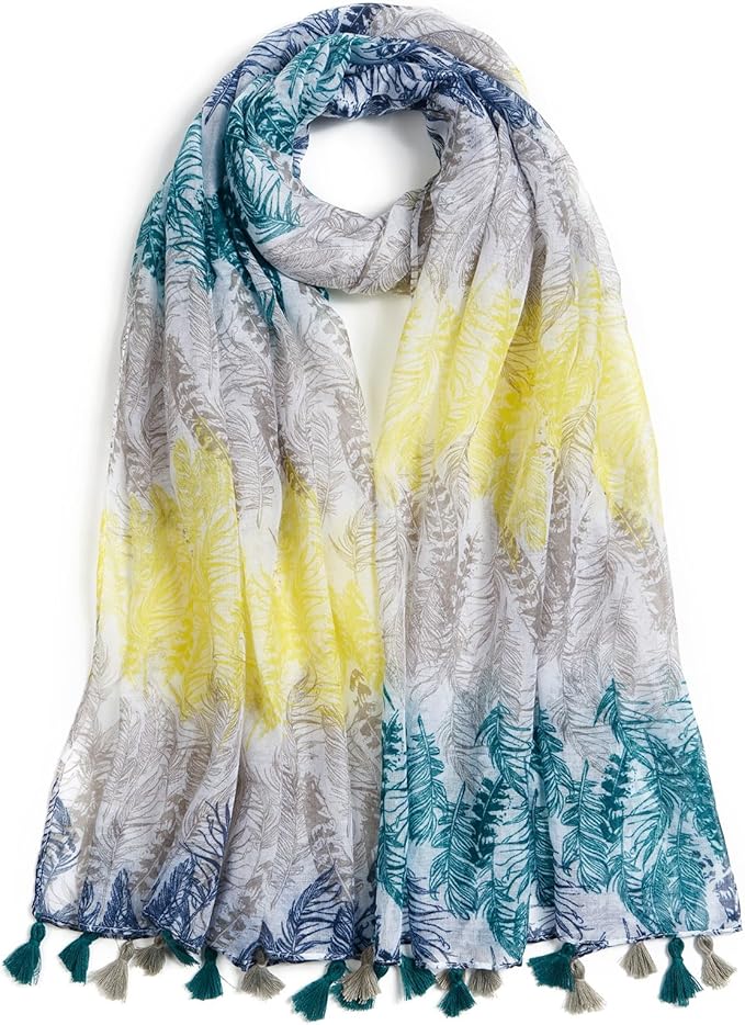 Scarf for Women Lightweight Soft Floral Leopard Printed Scarves Fall Winter Fashion Shawl Wrap with Fringe
