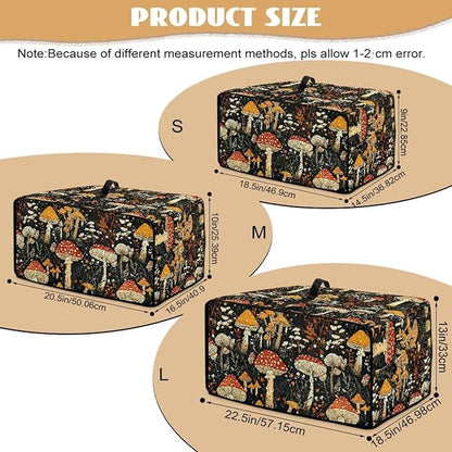 Dustproof Toaster Oven Cover Polyester-Linen Fabric Microwave Oven Dust Cover Foldable Kitchen Appliance Protector Dirt and Fingerprint Protection, Vintage Mushroom Plant Print, S