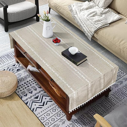 Coffee Table Cloth, Table Cover with Pockets and Tassel, Coffee Jacquard for Living Room Small Rectangle Tablecloths Washer Dryer Fridge Top Dust Cover,Easy Care Machine Washable