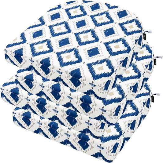 idee-home Outdoor Chair Cushions Set of 4, Thick 19" x 19" x 3" Outdoor Seat Cushions Patio Furniture Waterproof with Ties, Dining Pads