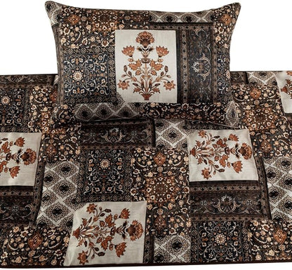 The HomeCentric King/Queen/Twin Brown Decorative King 90"x18" Bed Runner Without Pillow Cover Quilted Bed Scarf on Satin Fabric - Parisa