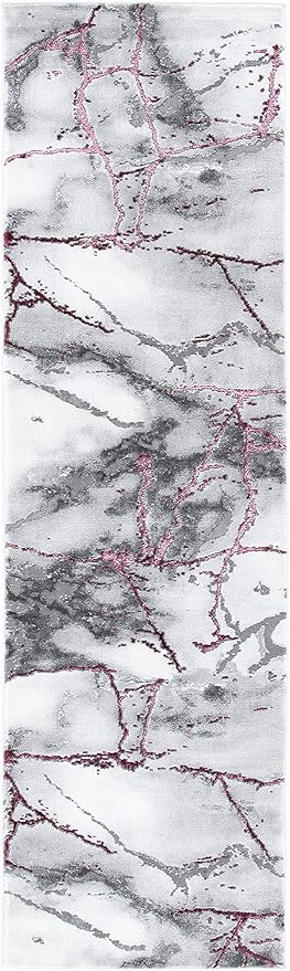 SAFAVIEH Craft Collection Runner Rug - 2'3" x 10', Grey & Wine, Modern Abstract Design, Non-Shedding & Easy Care, Ideal for High Traffic Areas in Living Room, Bedroom (CFT877S)