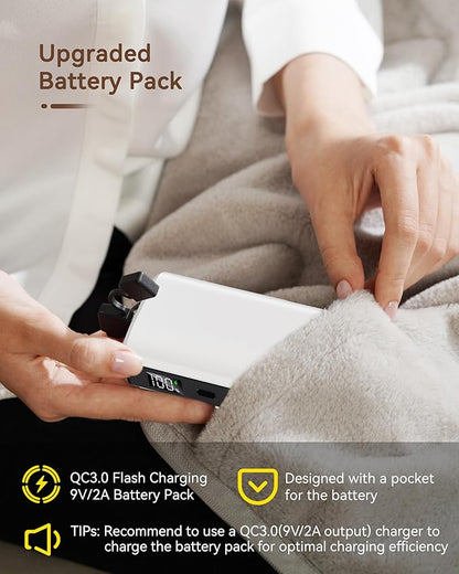 Cordless Heated Blanket, Battery Operated & Rechargeable Throw – Portable Electric Blanket with Far-Infrared Heating, Faux Rabbit Fur, 9000mAh Battery Powered, Travel, Office & Outdoor Use