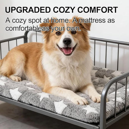 Dog Crate Mat, 4 Piece Reversible Pet Bed, Polyester, Machine Washable, Small Dogs & Cats, Rectangular, 24 x 18 x 1.3 Inches (Gray Star, 30" L x 20" W x 1.5" Th)