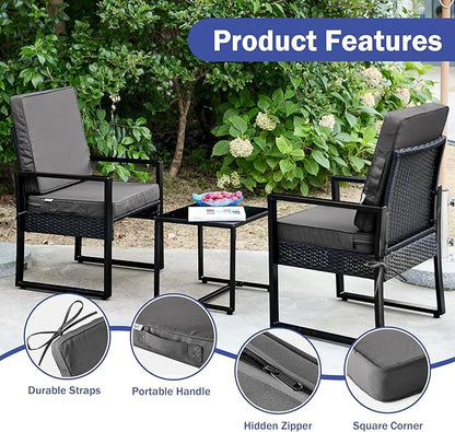 Outdoor Chair Cushions, Waterproof Patio Chair Cushions 19x19x3 Inch, Outdoor Cushions with Removable Cover for Sofa, Fade Resistant Patio Cushions for Outdoor Furniture, Dark Grey