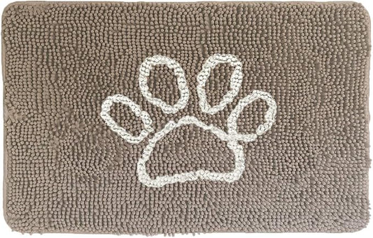 GORILLA GRIP SOAKSTOPPER Dog Door Mat, Machine Washable Rug Absorbent Doormat Captures Moisture Mud Dirt, Quick Dry Soft Chenille Entryway Rugs Indoor Entrance Mats for Dog Paws, 24x17 Beige Ivory