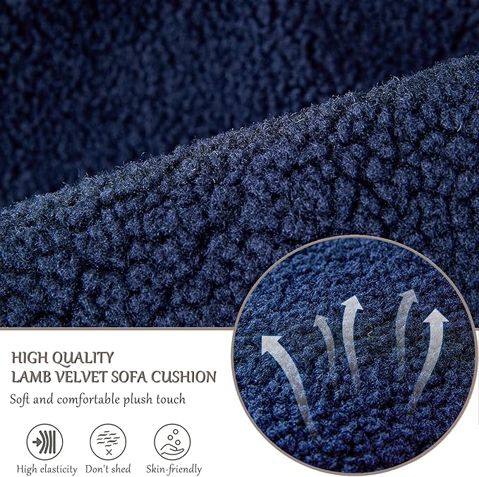 Armrest Cover, Recliner Chair Protector, Furniture Protector Slip, Side Storage Pocket, Stretch Armchair Couch Arm Rest Cover for Recliner, Chair, Sofa (Navy Blue,3 Seater(5pcs))