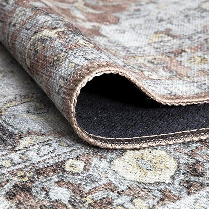 Bloom Rugs Washable Non-Slip 5' x 7' Rug - Blush/Beige Traditional Medallion Area Rug for Living Room, Bedroom, Dining Room, and Kitchen - Exact Size: 5' x 7'