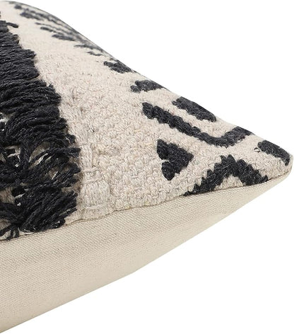 REDEARTH Handmade Boho Throw Pillow Covers - Bohemian Chic Farmhouse Style - Accent Woven Indoor and Outdoor Pillow Cushion Cases for Couch - Bed - Chair - Sofa - Benches – Set of 2-18"x18" - Black