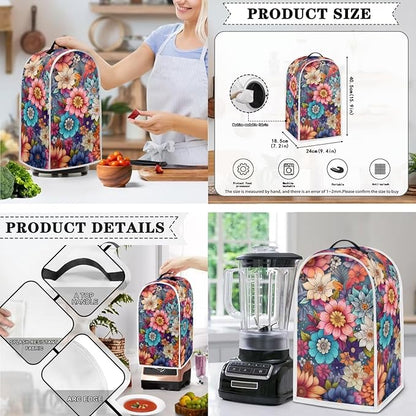 Boho Bright Blossom Flower Pattern Appliance Covers Set Washable Kitchen Blender Dust Cover Bread Maker Toaster Cover 2 Slice Kitchen Accessories