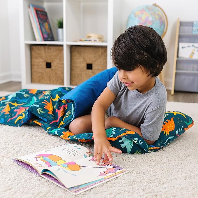Wildkin Kids Original Nap Mat – Cozy Kids Sleep Mat with Pillow, Ideal for School & Travel - Jurassic Dinosaurs