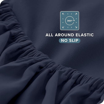 Bare Home Split King Sheet Set - 1800 Ultra-Soft Microfiber Bed Sheets - Double Brushed - Deep Pockets - Easy Fit - 5 Piece Set - Bed Sheets & Pillowcases (Split King, Midnight Blue)