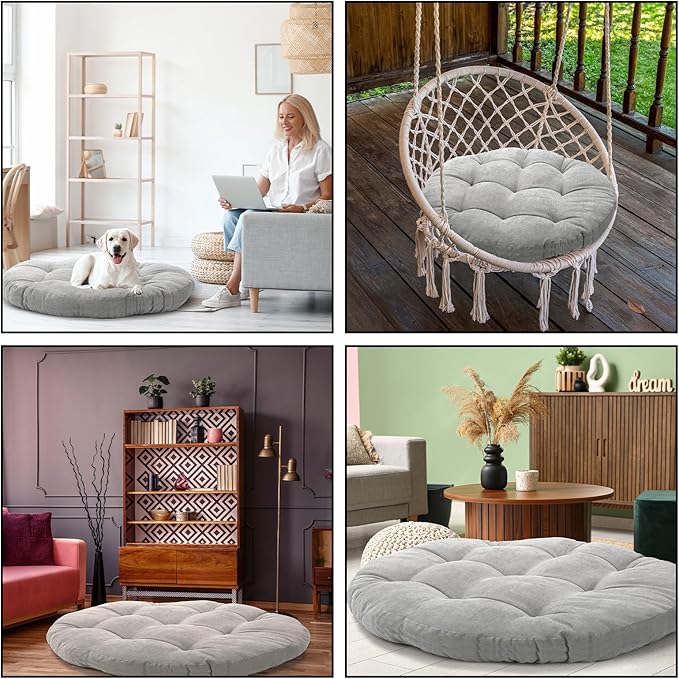 Large Floor Cushion Seating Round Floor Pillows Cushions for Adults Oversized Playroom Pillows Reading Nook Big Pillow for Sitting Meditation Yoga Living Room Sofa Balcony(Gray)