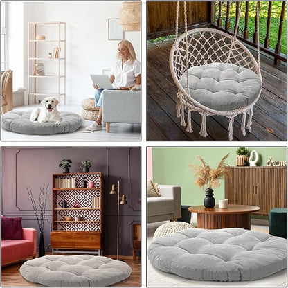 Large Floor Cushion Seating Round Floor Pillows Cushions for Adults Oversized Playroom Pillows Reading Nook Big Pillow for Sitting Meditation Yoga Living Room Sofa Balcony(Gray)