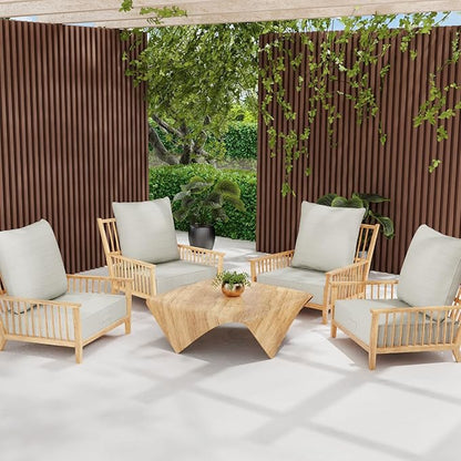 Outdoor Olefin Water-Resistant Deep Seat Cushion Set, 2PCS Weather and Fade Resistant 23''x 26''x 6'' Patio Furniture Seat Cushion, Thickened Sofa Chair Pad for Lawn, Garden, Beige