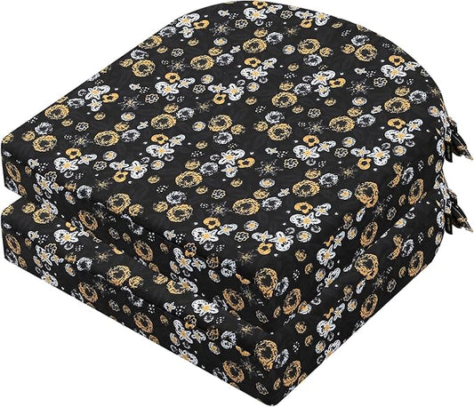 idee-home Outdoor Chair Cushions Set of 2, Thick 17" x 17" x 3" Outdoor Seat Cushions Patio Furniture Waterproof with Ties, Dining Pads