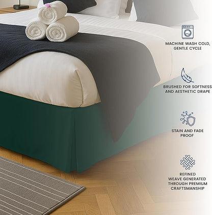Utopia Bedding Queen Bed Skirt - Soft Quadruple Pleated Ruffle - Easy Fit with 16 Inch Tailored Drop - Hotel Quality, Shrinkage and Fade Resistant (Queen, Emerald)