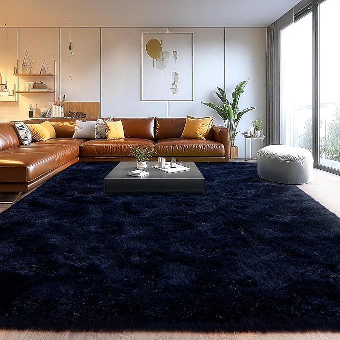 Area Rugs for Living Room, Soft Shaggy Carpets for Living Room, Fuzzy Rugs for Kids' Room, Perfect Decor for Modern Home Navy Blue 4x6 Feet