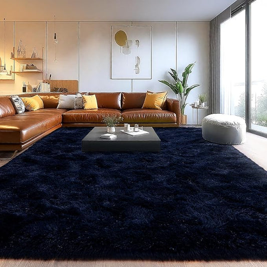 Area Rugs for Living Room, Soft Shaggy Carpets for Living Room, Fuzzy Rugs for Kids' Room, Perfect Decor for Modern Home Navy Blue 5x7 Feet
