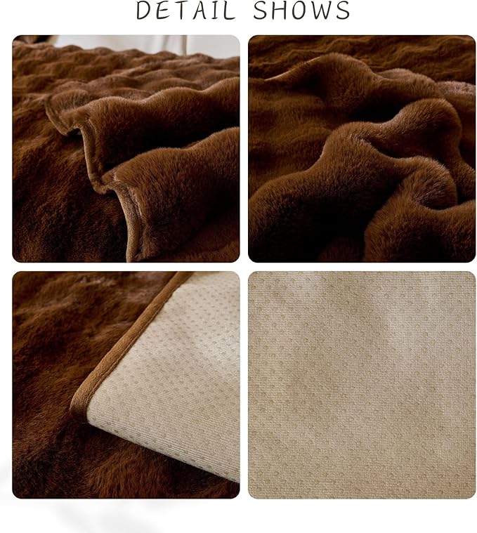 Faux Fur Couch Cover Fuzzy Soft Plush Thick Bubble Sofa Cover Luxury Sectional Couch Covers Luxury Anti-Slip Sofa Slipcover Washable Furniture Protector (Coffee,36"x70")
