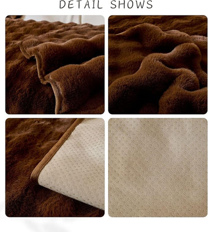 Faux Fur Couch Cover Fuzzy Soft Plush Thick Bubble Sofa Cover Luxury Sectional Couch Covers Luxury Anti-Slip Sofa Slipcover Washable Furniture Protector (Coffee,36"x70")