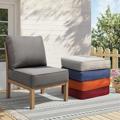 Outdoor Cushion Set for Furniture Patio Furniture, UV Resistant, Water Resistant - 6 Inch Thick Foam Garden Cushions – 22x24 Inch Patio Seat Covers for Chair/Sofa/Couch | Grey | 12-Pack |