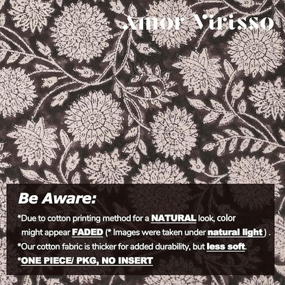 Amor Virisso Floral Throw Pillow Covers 20x20 Block Print Pillow Covers Vintage Neutral Couch Pillows for Living Room Farmhouse Decorative Accent Sofa Pillows, Black