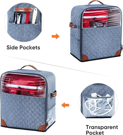 BAGSPRITE Stand Mixer Cover with Appliance Sliders Base Compatible with KitchenAid Mixer-Storage Bag for 6/7/8 Quart with Pockets for Kitchen Aid Accessories and Attachments