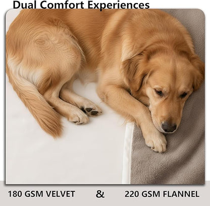 Waterproof Blanket for Couch, Leak Proof Dog Bed Blankets Reversible, Pet Throw Sofa Furniture Protector Machine Washable-52 x82,Beige+Khaki