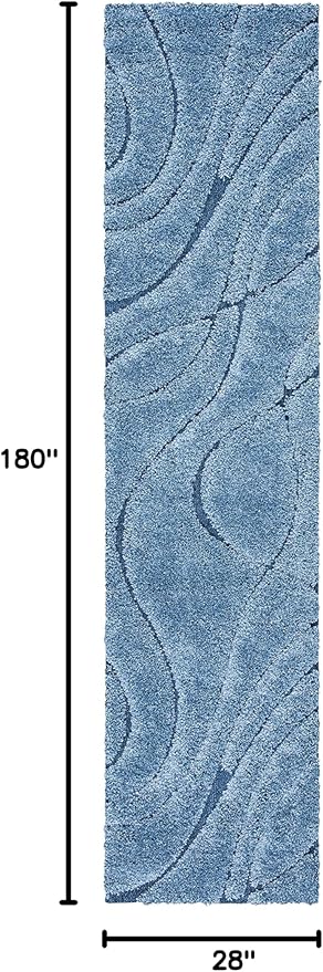 SAFAVIEH Florida Shag Collection Runner Rug - 2'3" x 15', Light Blue & Blue, Non-Shedding & Easy Care, 1.2-inch Thick Ideal for High Traffic Areas in Living Room, Bedroom (SG471-6065)