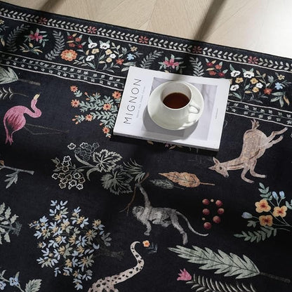 Rugcomf Door Mat Indoor Entrance 2x3 Rug Machine Washable Boho Floral Animal Small Area Rug Non-Slip Low Pile Throw Rugs for Entryway, Kitchen, Front Door Indoor Entrance, Entry, Kids Room (Black)