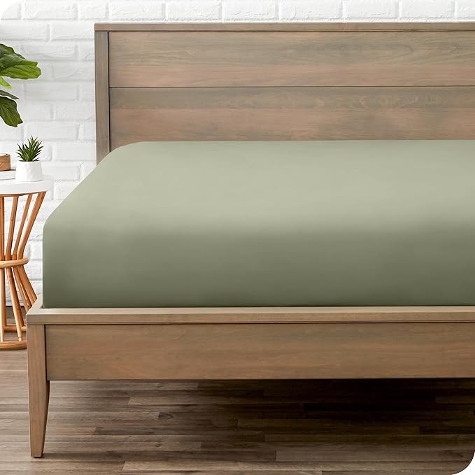 Bare Home Fitted Bottom Sheet Twin Extra Long Size - Premium 1800 Microfiber - Ultra-Soft Hotel Luxury - Deep Pocket - Durable and Long Lasting (Twin, Sage)