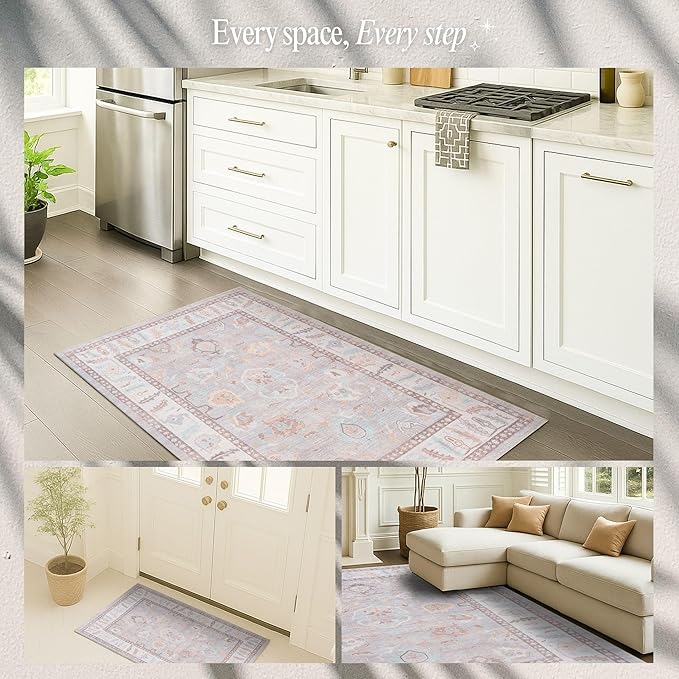 Fame Rugs Brown Modern Oushak Rug 9x12, Vintage Turkish Colorful Oriental Washable Antique Inspired Oversize Area Rugs, Luxury Living Room Bedroom (382MB, 9' x 12)