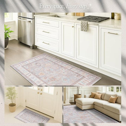 Fame Rugs Brown Modern Oushak Rug 9x12, Vintage Turkish Colorful Oriental Washable Antique Inspired Oversize Area Rugs, Luxury Living Room Bedroom (382MB, 9' x 12)