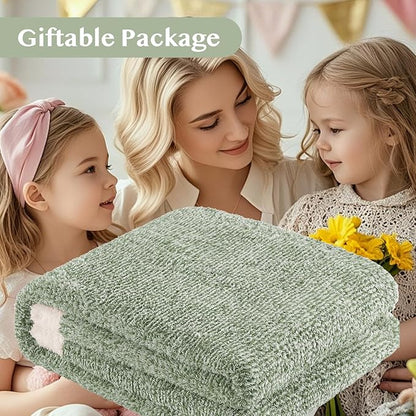 WRENSONGE Throw Blanket Cationic Dyeing Green Soft Cozy Fluffy Warm Hand Made Throw Blankets for Couch, Sofa, Chair, Bed, Camping, Picnic, Travel Lightweight Bed Blanket - 50"x60"