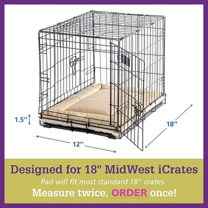 Pet Dreams Dog Crate Pad - Washable Kennel Mat, Crate Pads for Dog Cages, Non-Toxic, Flat Indoor Cat Bed, Fits iCrate 18, 24, 30, 36, 42, 48 Inches (Khaki, X Small, 18")