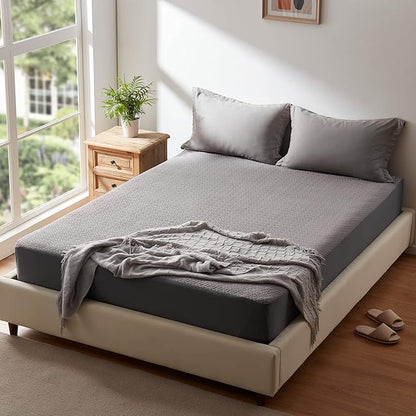 Hanherry 100% Waterproof Full Size Mattress Protector, Grey, Rayon Made from Bamboo, 3D Air Fabric, Cooling, 16 inch Deep Pocket, Noiseless