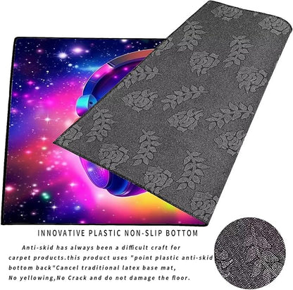 6' x 9' Galaxy Game Area Rug Large Music Headphone Rugs Space Colorful Throw Rug Non-Slip Carpet Doormats for Living Room Bedroom Apartment Dorm Floor Mat,180 X 275cm